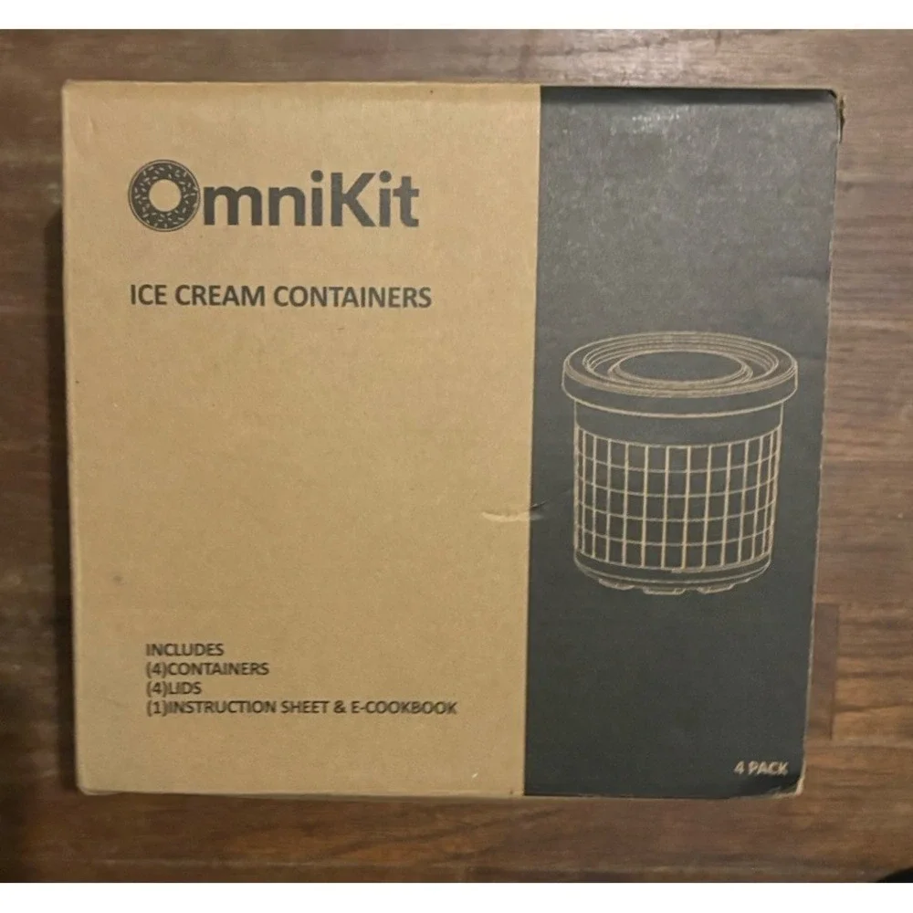 OmniKit Ice Cream Maker Freezer Containers 4 Pack Replacement Storage Tubs New